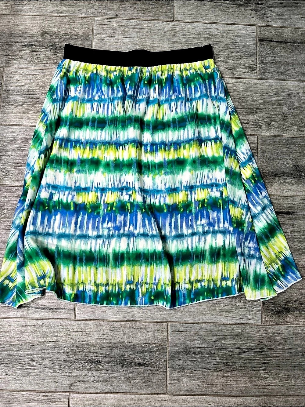 LuLaRoe Lola Skirt Abstract Tie Dye A-Line Blue & Green 2XL